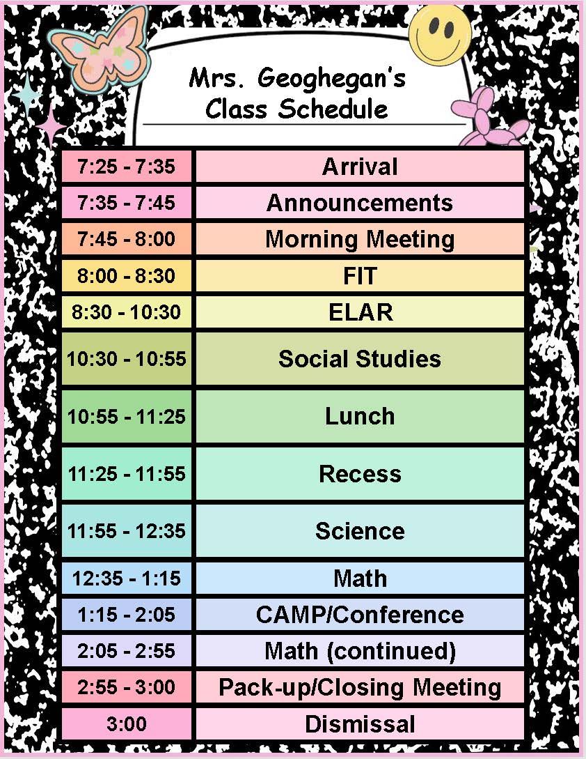 Classroom Schedule